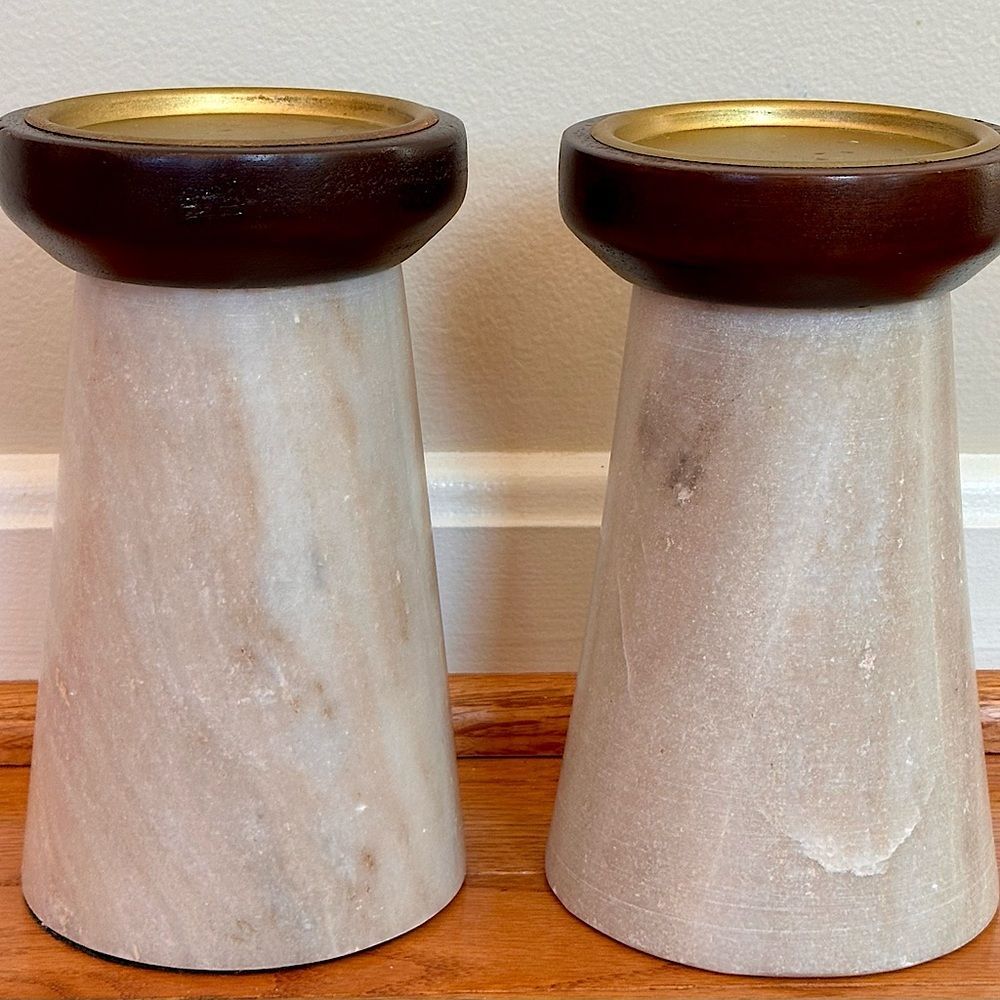 Threshold Solid Marble Candle Holders (set of 2)